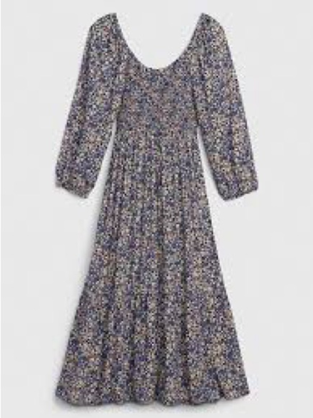 GAP Navy Floral Smocked Midi Dress with Puff Sleeves Cottagecore EUC Size S - Picture 12 of 14